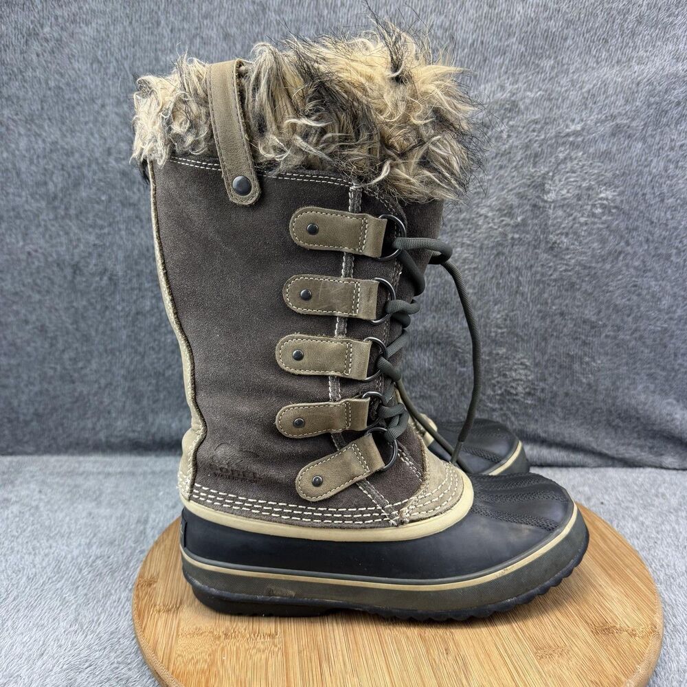 Sorel Boots Womens Size 6 Brown Suede Faux Fur Waterproof Winter Snow NL1540-051